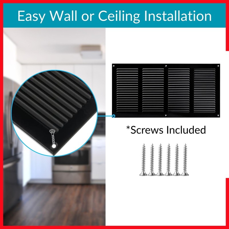 TURvent 14x6 Vent Cover (Duct Opening) - Black HVAC Return