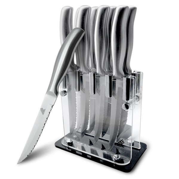 HENSOMG Steak Knife Set with Hollow Handle 9pcs,8 Pcs Steak
