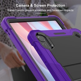 YOUULAR Tablet Computer Case for Honor Pad X9 11.5 inch Cover with Built-in Stand for Heavy Duty Military Grade Shockproof Hard Hybrid,Black+Purple