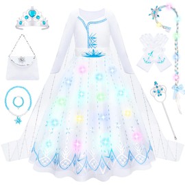 Meland Princess Dress Up for Girls - Light up Princess Costume for Girls 3-10 Year Old, Gift for 3,4,5,6,7,8,9,10 Year Old(9-10 Years)