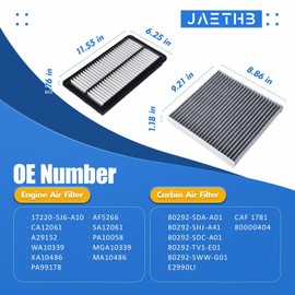 Engine & Cabin Air Filter Kit for Acura Mdx-3L V6 (2017-2020); for Honda Passport-3.5L V6 (2019-2025); Ridgeline-3.5L V6 (2017-2025); Replace: 17220-5J6-A10 80292-SDA-A01