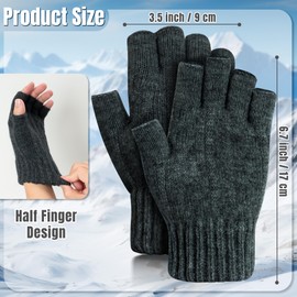 GwaOery Thermal Fingerless Gloves Men Winter Fingerless Gloves Half Finger Gloves Warm Touch Screen Gloves Thickened Thermal Knitted for Men Women Typing Running Biking Driving Outdoor Activities