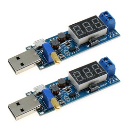 Converter, USB Voltage Regulator, DC-DC Buck-Boost Converter, Set of 2, DC 5V to DC 1.2V to 24V Boost to Step-down Ballast, Step-Up Power Module Board, USB Input 5V to 3.3V, 9V, 12V, 24V, Adjustable,