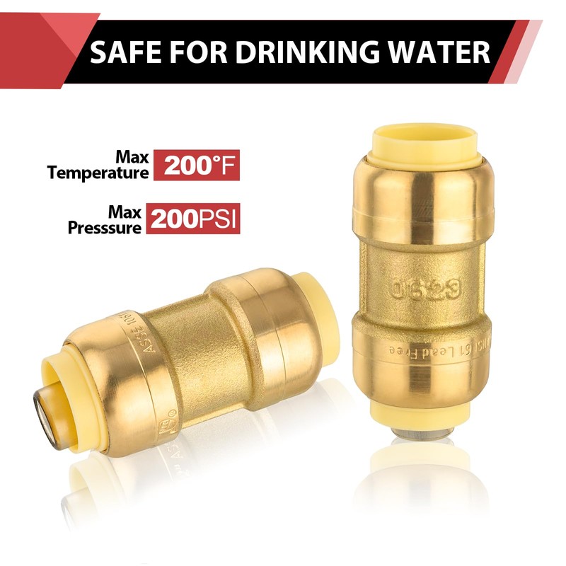 (Pack of 5) EFIELD 3/4 Inch Straight Coupling Push-Fit Fitting