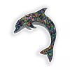 Real Sticky Black Flower Dolphin Sticker Beach Ocean Sun Cup