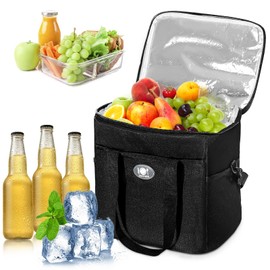 Cool Bag Small Foldable 16 L, Portable Cooler Bag, Insulated Lunch Bag, Thermal Bag for Food, Warming Bag, for Food, School, Work, Beach, Travel, Picnic