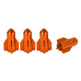 A ABSOPRO Tire Valve Stem Caps 16x27MM Car Wheel Valve Cap Aluminum Alloy Orange for Car Bike Motorcycle Truck Anti Crash Tyre Valve Stem Cover Valve Dust Cap Tire Valve Cap 4 Pcs