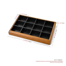 Papten Wooden Jewellery Tray, Jewellery Organiser, Jewellery Insert for Drawer, Stackable Jewellery Tray, 12 Compartments, Jewellery Display (Black)