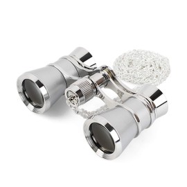 Aomekie Opera Glasses Binoculars 3X25 Theater Glasses Mini Binocular Compact with Chain for Adults Women Kids in Musical Concert（Silver）