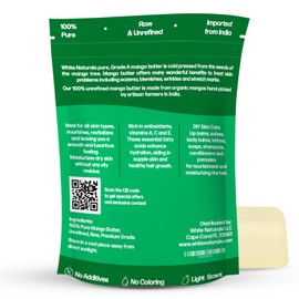 Mango Butter Raw Organic Unrefined Natural Pure Skin & Hair Moisturizer, Cold Pressed, Use with Shea in DIY Whipped Body Butter, Soap Making, Mango Seed Body Lotion, Lip Balm Hand Cream 16oz Block