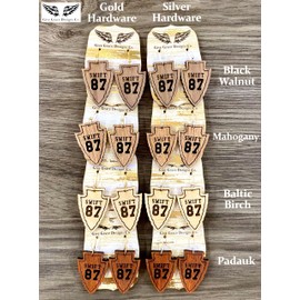 Swift 87 Arrowhead Earrings | Wood Laser Engraved | Kansas City Travis Kelce Swift (Black Walnut, Gold)