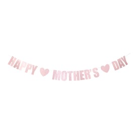 Happy Mother's Day Banner,Best Mom Ever Party Banner for celebrate Mother's Day,Happy Birthday Mom Party Banner Sign-Rose Gold