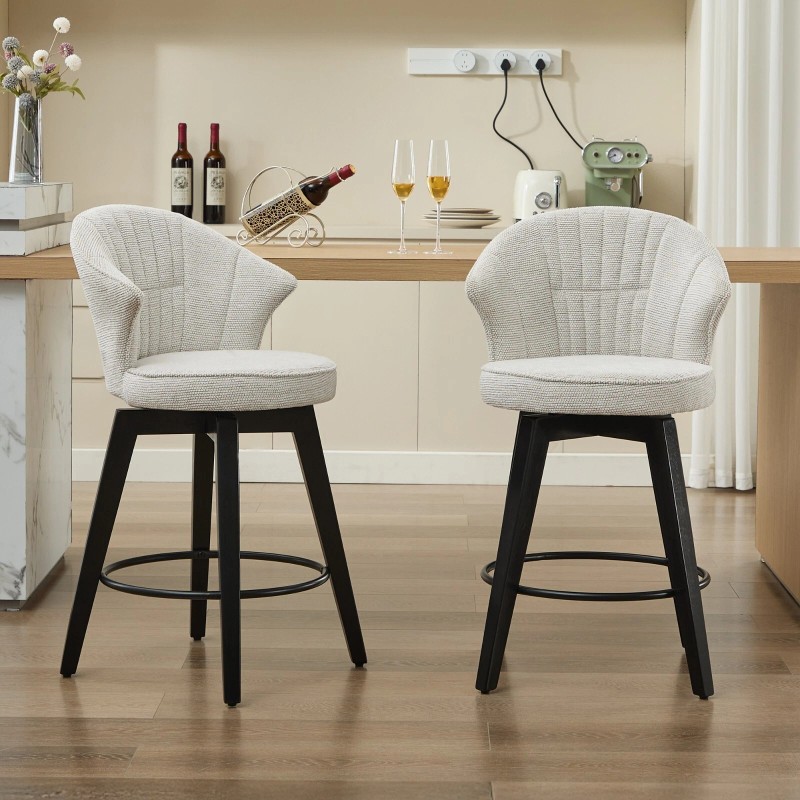 CinkeHome Swivel Barstool Counter Height Kitchen Dining Bar Stool Tufted