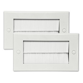 Evoges Brush Faceplate White Brushplate Wall Plate (Pack of 2, 2 Gang Double)