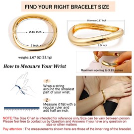 Hebterrka Elegance 11 Designs Golden Cuff Bracelets for Women Trendy Joint Cuff Open Wide Chunky Golden Bracelet Irregular, gold