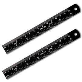 Zotemo Metal Ruler, 6 Inch Stainless Steel Ruler with Metric Measurement, 2 Pack, 15 Centimeters Straight Edge Ruler with Inch to MM Conversion Table for Students, Machinist and Drafting