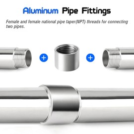 1-1/2" NPT Right-hand Threaded Full Coupling, Aluminum 6061-T6 Schedule 40, Female Pipe Coupler Connector Adapter Fitting, 1.5" x 1.5 inch NPT Ports, for Air Water Oil Gas