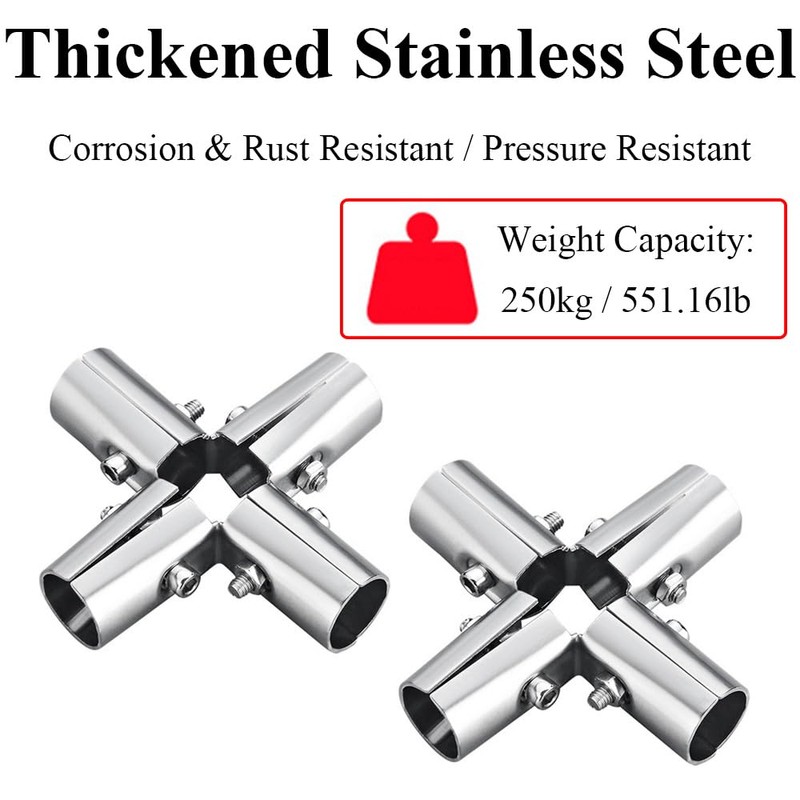 Structural Pipe Connector, Silver Right Angle 4-Way Chain Link Fence