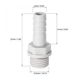 sourcing map PVC Barb Hose Fitting Connector Adapter 8mm or 5/16" Barbed x 1/4" G Male Pipe 5pcs