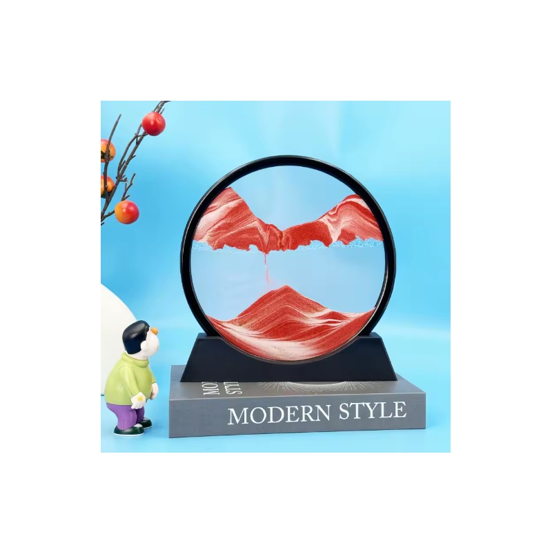 Flowing Sand Art Decor for Desks – Rotating Hourglass Landscape