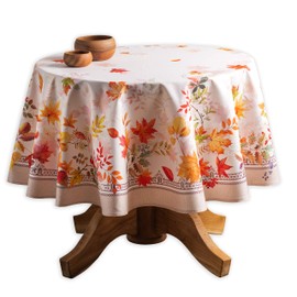 Maison d' Hermine 100% Cotton Table Cover - 63" Diameter Round Decorative Tablecloth - Tablecloths for Dining, Home, Farmhouse & Party - for Thanksgiving & Christmas - Amarante Collection