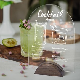 UNIQOOO 6 Pack 3.3" Arch Rustic Walnut Wood Stand with 1/8" Slot, for Wedding Table Number Sign, Place Card Holder, Photo Display Stand | for Event Decor, Retail Shop, Cafe Restaurant Menu, Business Card, Name Tag