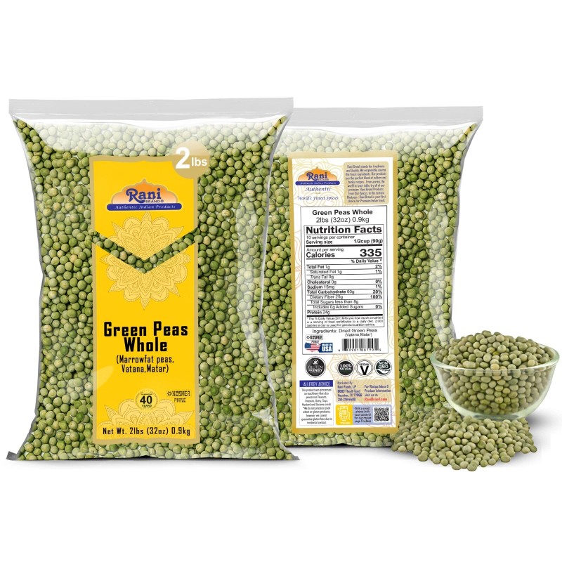 Rani Green Peas Whole, Dried (Marrowfat Peas, Vatana, Matar) 2lbs