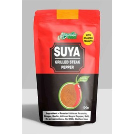 Africanada Suya Spice Pepper Rub | Spicy Powder | Grilled Steak Seasoning Blend | Contains Grounded Roasted Peanut- kuli kuli | 3.5 ounze