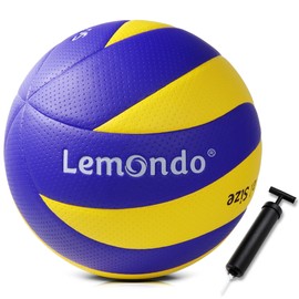 lemondo Volleyball Waterproof Beach Volleyball with Pump Durable PU Volleyball Outdoor Indoor Beach Garden (with Pump)