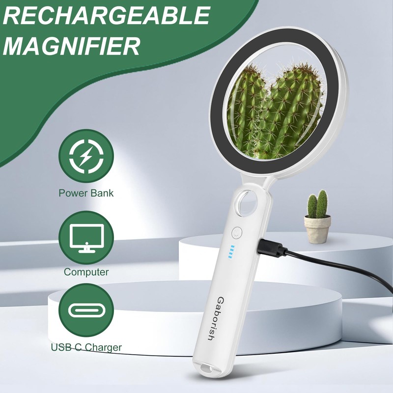 Magnifier with 36 LED Light and Case, 10X 30X Handheld