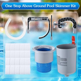 Enhon Above Ground Pool Skimmer with 20 Pcs Wall Mount Surface Skimmer Socks, Automatically Cleans Pool Skimmer Accessories with Hose Basket Net, Adjustable Floating Pool Filter for Removes Debris
