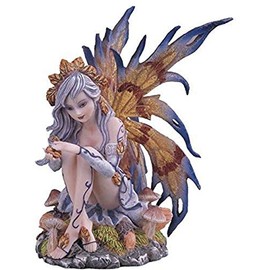StealStreet SS-G-91473 Silver Fairy with Gray Hair and Flowers and Brown Wings Statue