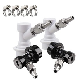 【2 Pairs】MRbrew Ball Lock Disconnect Set, Home Brew Ball Lock Keg Fittings with MFL Thread Swivel Nuts, Corny Keg Fittings with Stainless Steel 5/16'' Gas & 1/4'' Liquid Barbs & Extra 4 Hose Clamps
