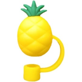 Yellow Pineapple Straw Cover Cap Reusable Silicone Straw Toppers Drinking Straw Tips Lids Drinking Dust Cap for 6-8 mm Cute Straws Plugs Straw Tips Cover Disposable Drinking Straws