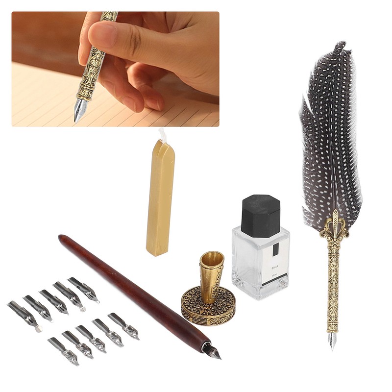 Feather Pen Exquisite Pattern Quaint Texture Comfortable Grip Stainless Steel