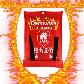 Demiwise Fire Blanket - Thick Fire Blanket Fire Suppression Blanket - Fire Blankets Emergency for People - Fire Safety Blanket with Emergency Whistles - Fireblanket for Kitchen, Home