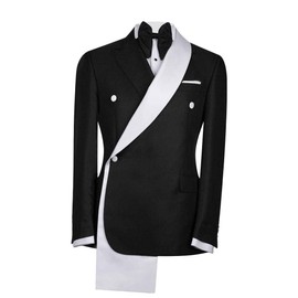 Men's Tux Jacket One-Button Shawl Lapel Blazer Jacket with White Trim, Formal Wear for Weddings and Dinners