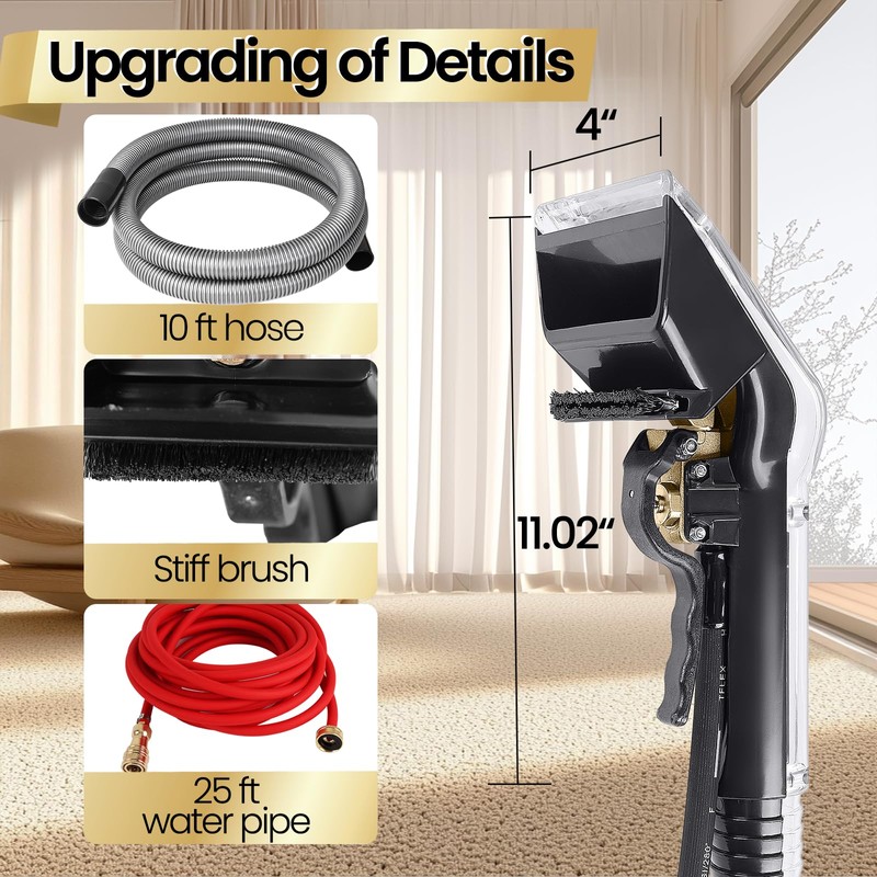 【Upgrade Hard Bristle Brush】Better Extractor Hose Kit for Shop Vac,