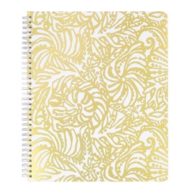 Lilly Pulitzer Large Pink Hardcover Spiral Notebook, 11" x 9.5" with 160 College Ruled Pages, Shell Me Something Good
