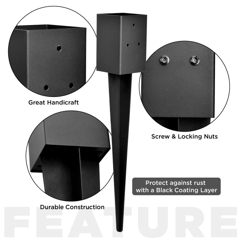Fence Post Anchor 4''x4'', Heavy Duty Metal Fence Post Anchor