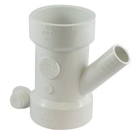 PlumberStop - 1-1/2"×1-1/2"x1/2" DWV PVC Dishwasher Wye (H × H × Hose Barb) For Solvent Weld Socket Fittings – Schedule 40 PVC, Non-Pressure Drainage and Vent Systems