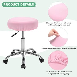 M METERXITY 2-Pack Bar Stool Covers Round, for 12-15 Inch Spandex High Stretchy Fabric Seat Covers with Elastic Bands for Bar Stool/Round Cushion [Pink]