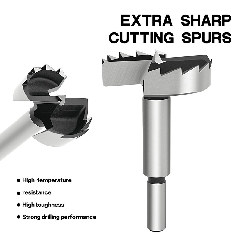 BeHappy Hex Shank Forstner Bit Set, 16pcs Multi Sided Shank