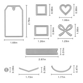 Hying Metal Bookmarks Tag Label Cutting Dies for Card Making, Lace Heart Die Cuts Words Banners Dies Stencil Embossing Tool Scrapbooking DIY Etched Craft Dies