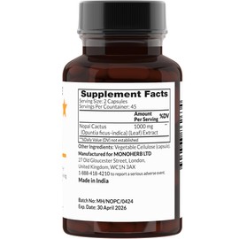 MONOHERB Nopal Cactus 1000 mg - 90 Veg Capsules
