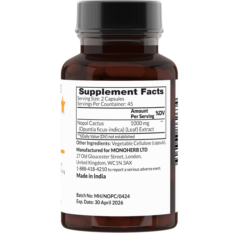 MONOHERB Nopal Cactus 1000 mg - 90 Veg Capsules