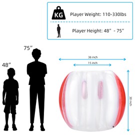 Theefun Bumper Balls, 2 Pack Inflatable Body Bubble Ball, 36inch Durable PVC Vinyl Bopper Toys for Kid Physical Outdoor Active Play, Giant Human Hamster Knocker Body Zorb Ball, Christmas Kids Gifts