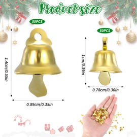 Tyqour 100 Pcs Mini Gold Bells for Crafts, Tiny Christmas Bells Bulk, Christmas Tree Decorative Pendants for Making Wind Chimes Dog Training Doorbell Wedding Decor