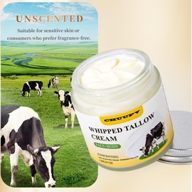 Beef Tallow for Skin, Organic Grass Fed Beef Tallow Balm Face Cream, Nourishes Skin and Maintains Delicate Skin, Unscented Whole Body Moisturizer 4 oz (1box)