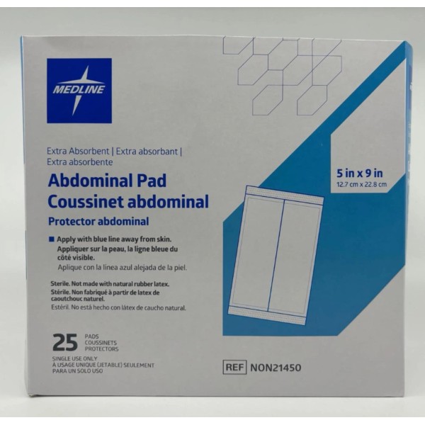 Medline NON21450 5" x 9" Sterile Abdominal Pads - 50